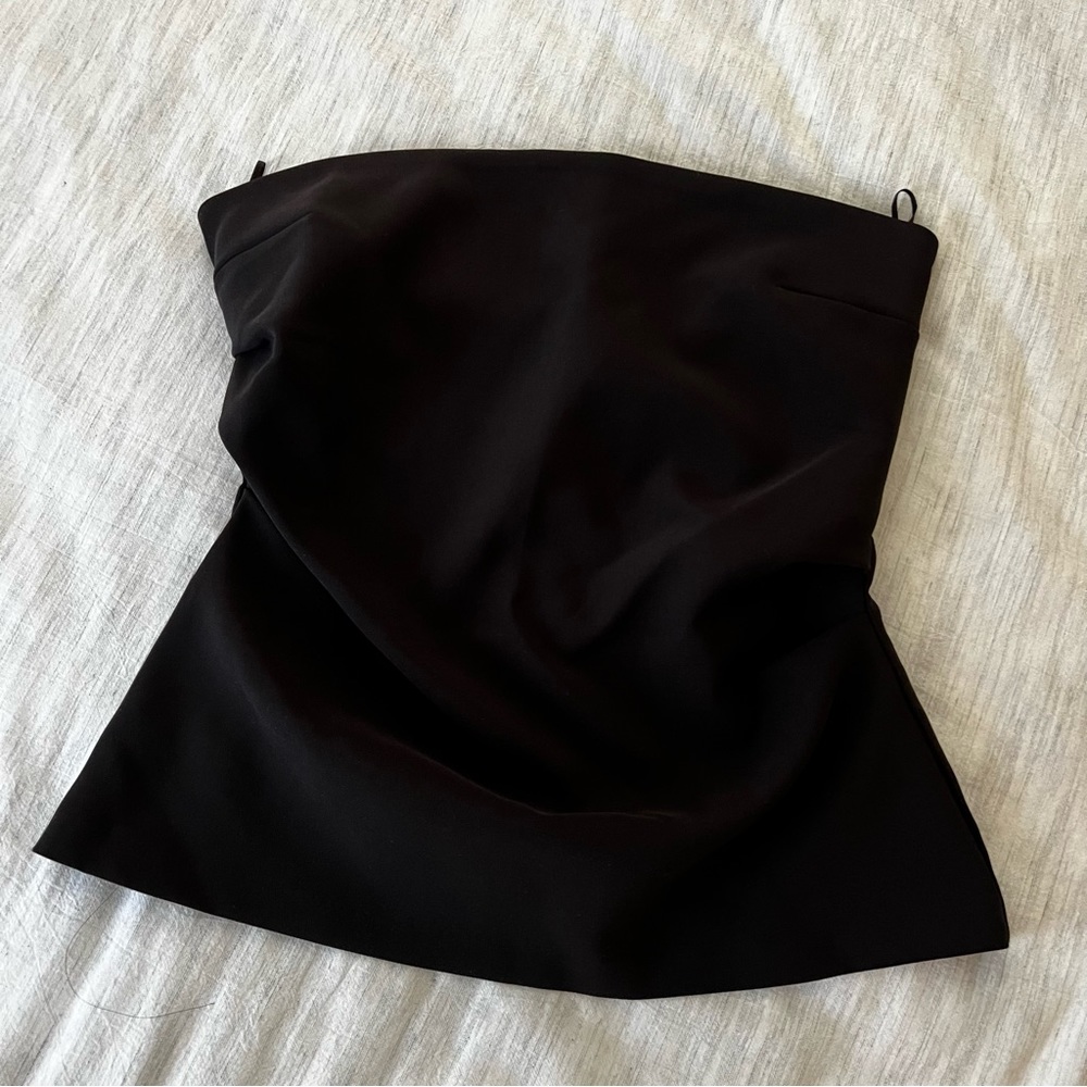 Zara Black Ruched Strapless Top